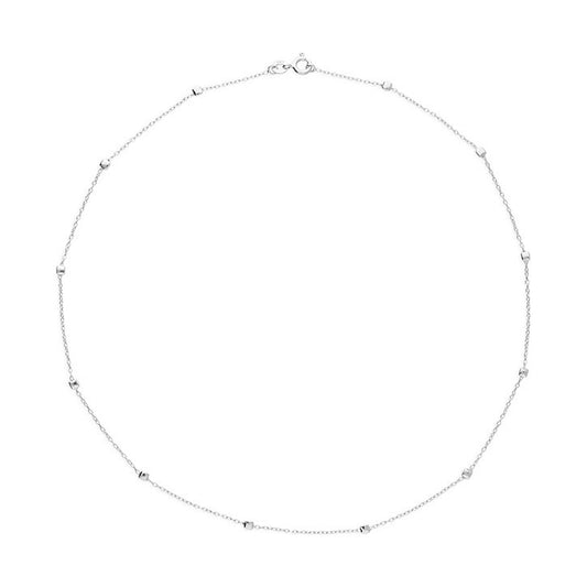 Sterling Silver Cube Station Bead Necklace