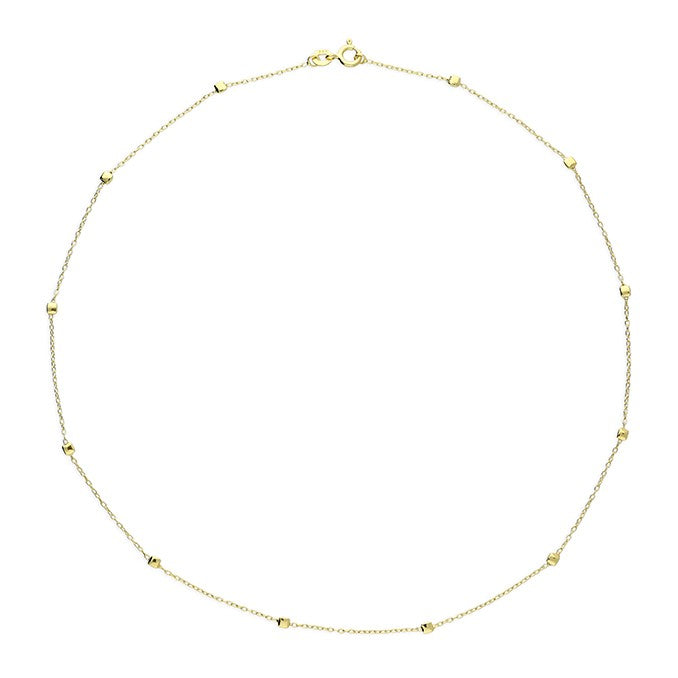 Sterling Silver Gold Plated Cube Station Bead Necklace