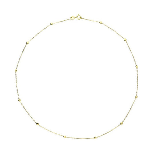 Sterling Silver Gold Plated Cube Station Bead Necklace