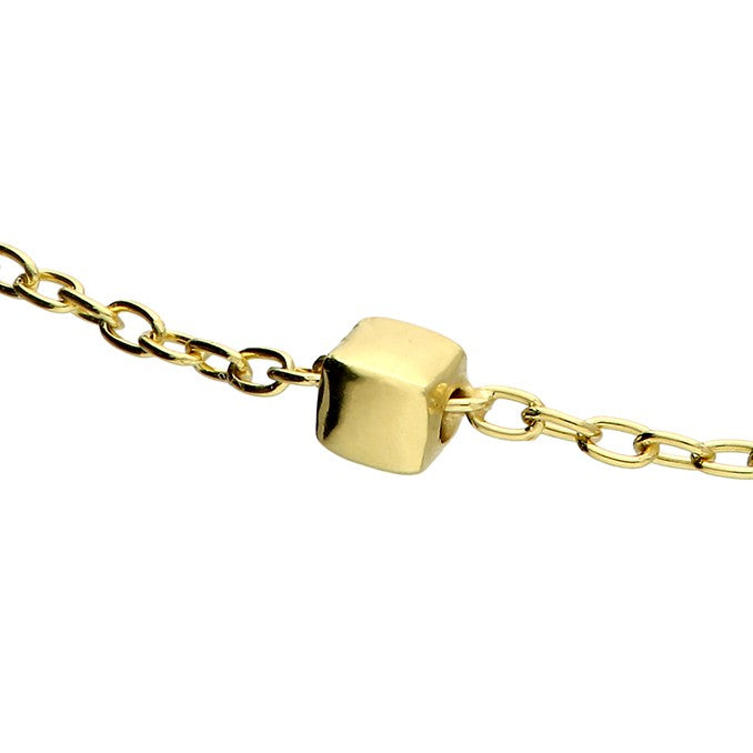 Sterling Silver Gold Plated Cube Station Bead Necklace