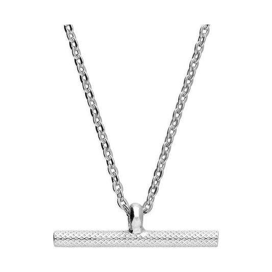Sterling Silver Patterned T-Bar Necklace