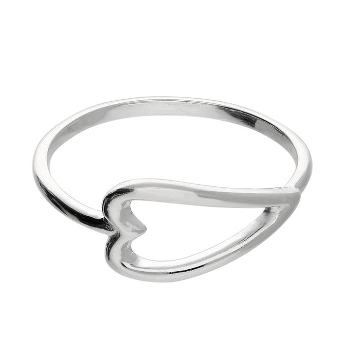 Sterling Silver Elongated Open Heart Ring