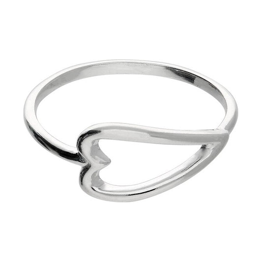 Sterling Silver Elongated Open Heart Ring