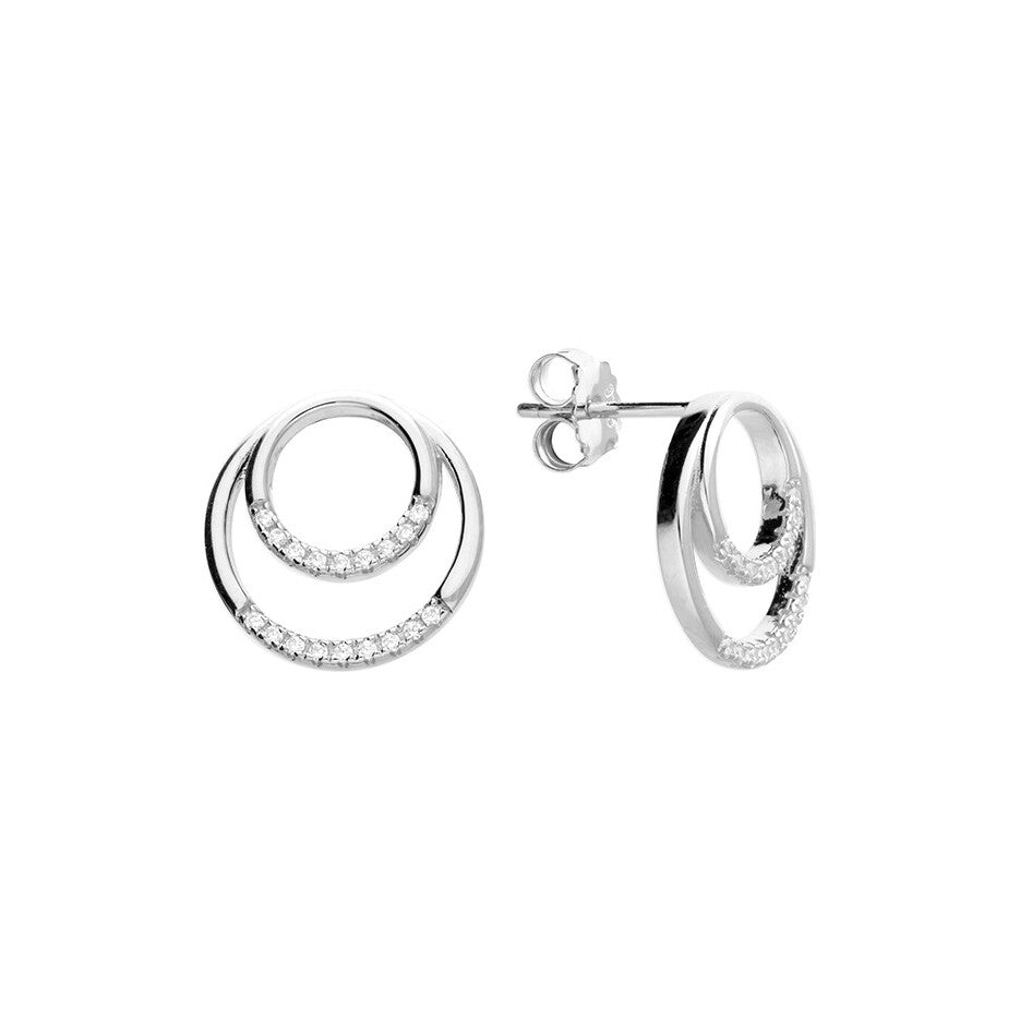 Sterling Silver Cubic Zirconia Circle Stud Earrings