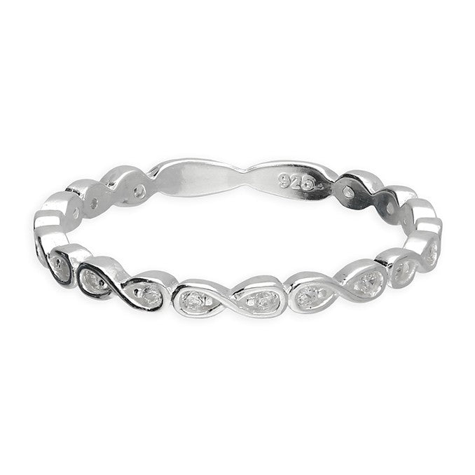 Sterling Silver Infinity And Cubic Zirconia Ring