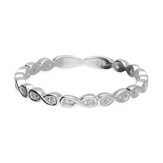 Sterling Silver Infinity And Cubic Zirconia Ring