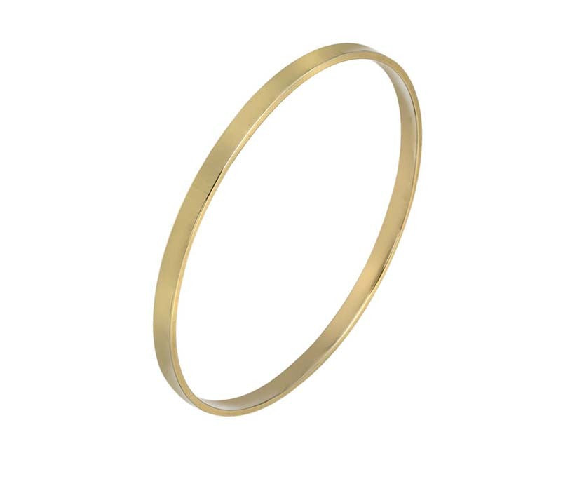 9ct Yellow Rectangular 1.5x4.0mm Bangle 65mm