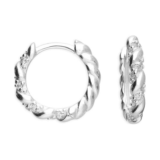 Sterling Silver Rope Twist Hoop Earrings