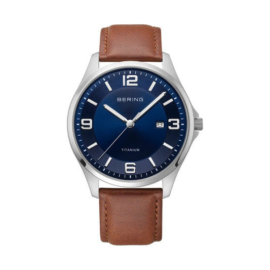 Gent's Bering Titanium Brown Strap Watch
