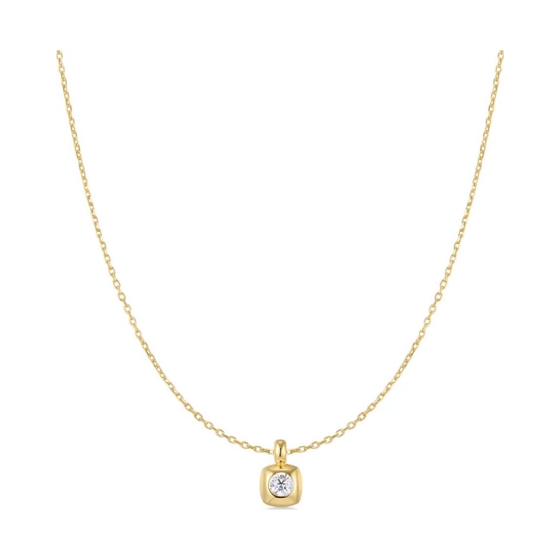 Gold Modern Bezel-Set Solitaire Necklace
