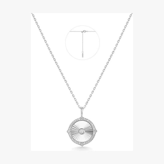 Silver Diamond-Cut Sunny Disc Necklace