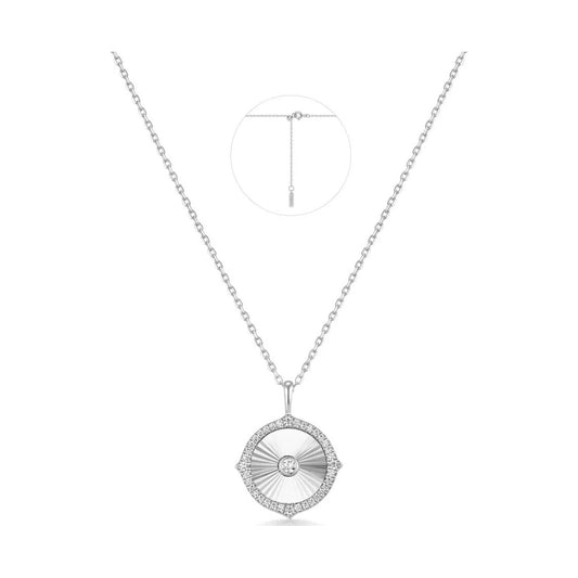 Silver Diamond-Cut Sunny Disc Necklace