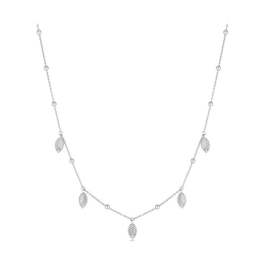Silver Leaf Station Necklace