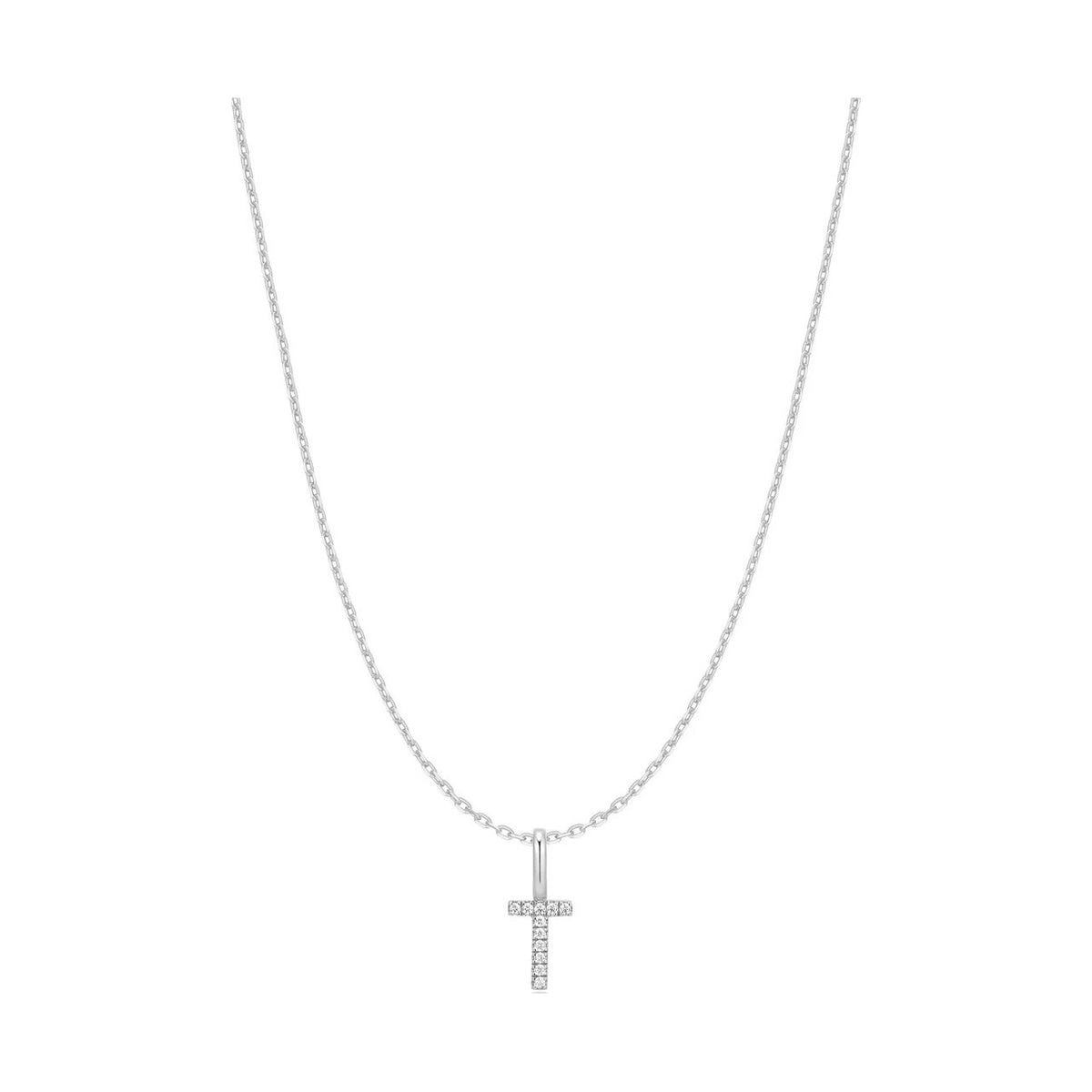 Silver Letter T Initial Necklace