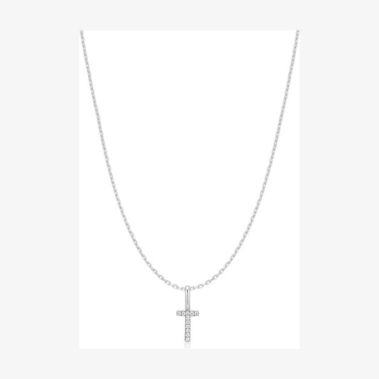 Silver Letter T Initial Necklace