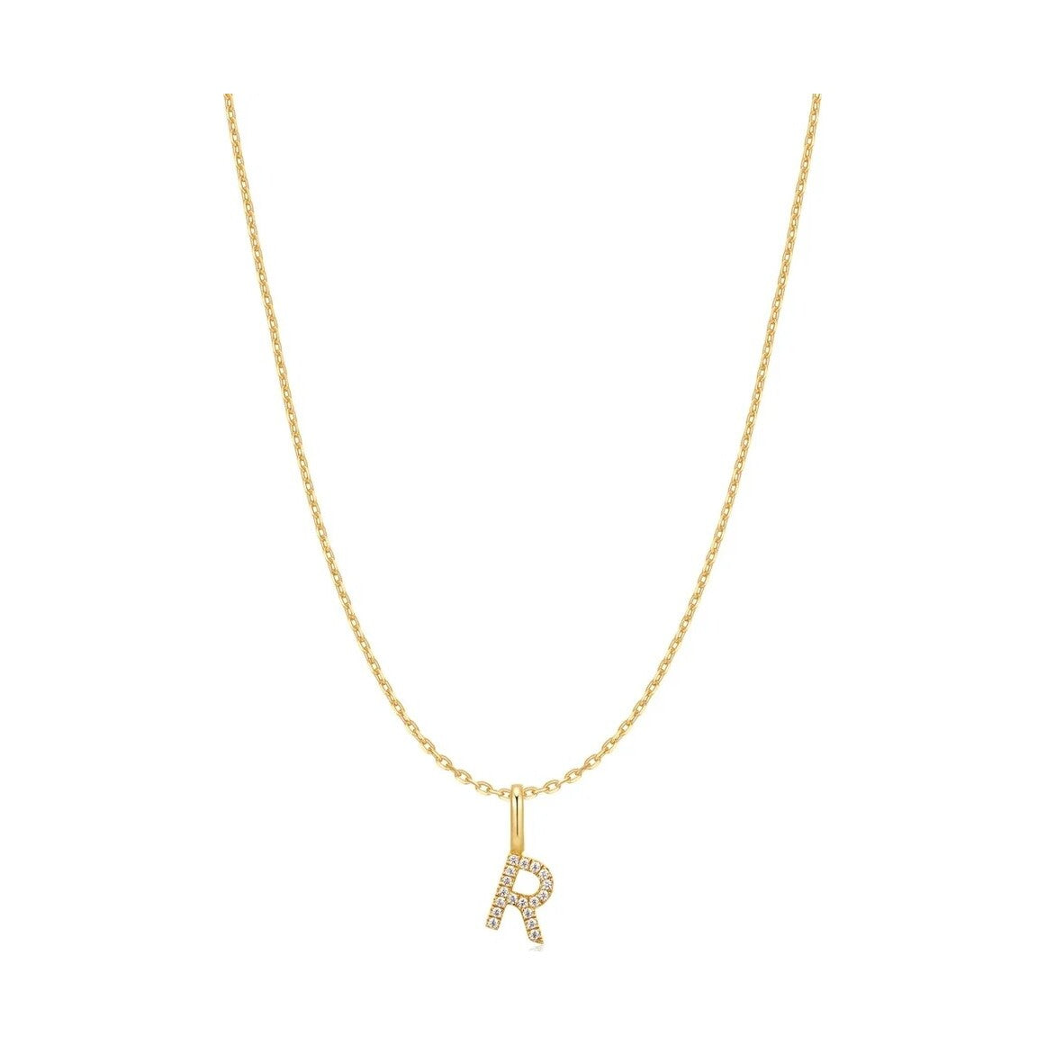 Gold Letter R Initial Necklace