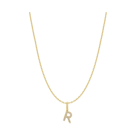 Gold Letter R Initial Necklace