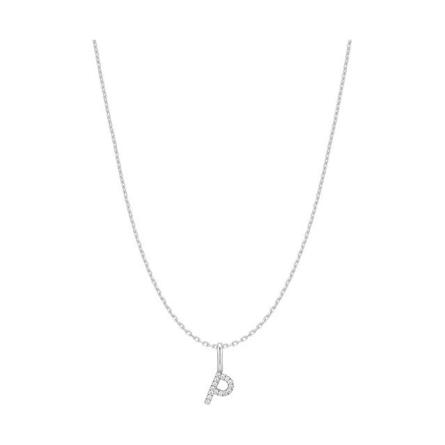 Silver Letter P Initial Necklace