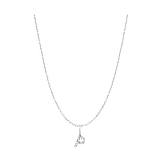 Silver Letter P Initial Necklace
