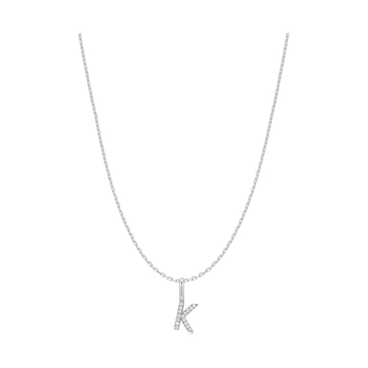 Silver Letter K Initial Necklace