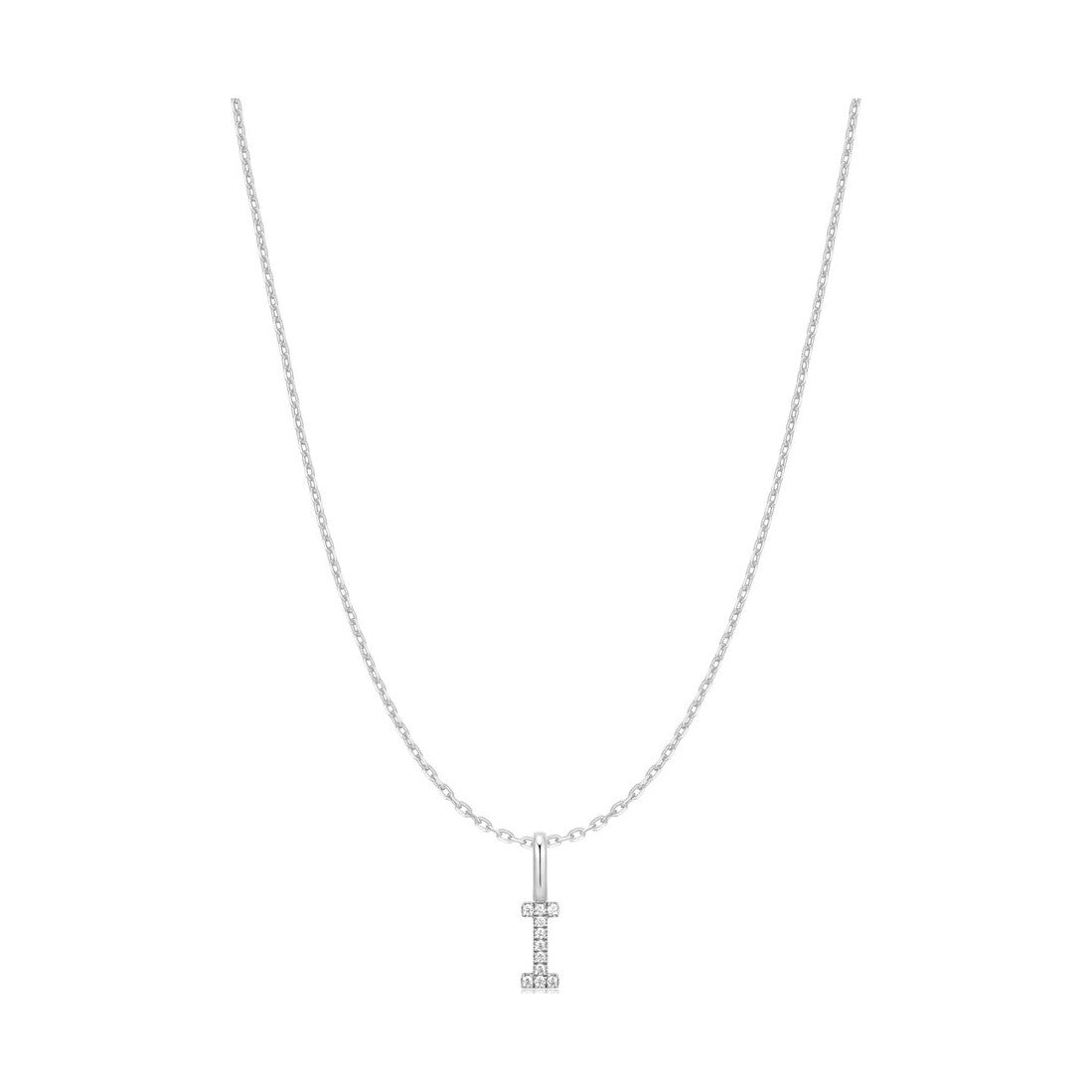 Silver Letter I Initial Necklace