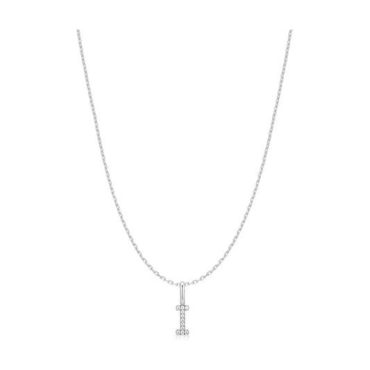 Silver Letter I Initial Necklace