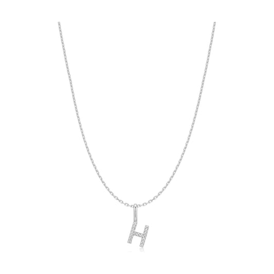 Silver Letter H Initial Necklace