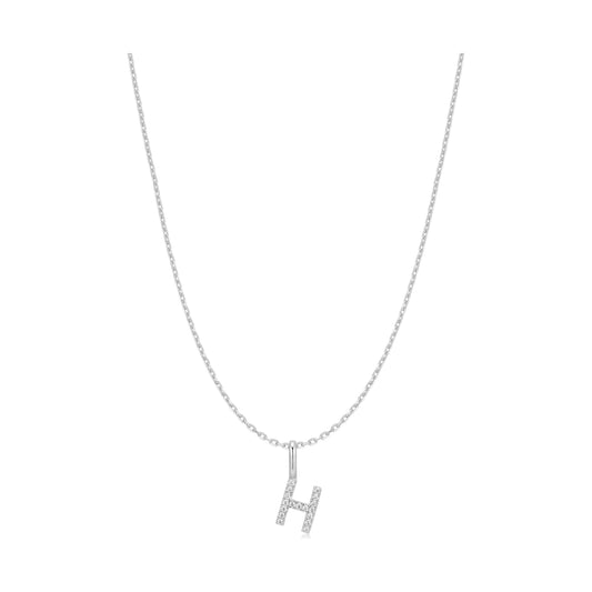 Silver Letter H Initial Necklace