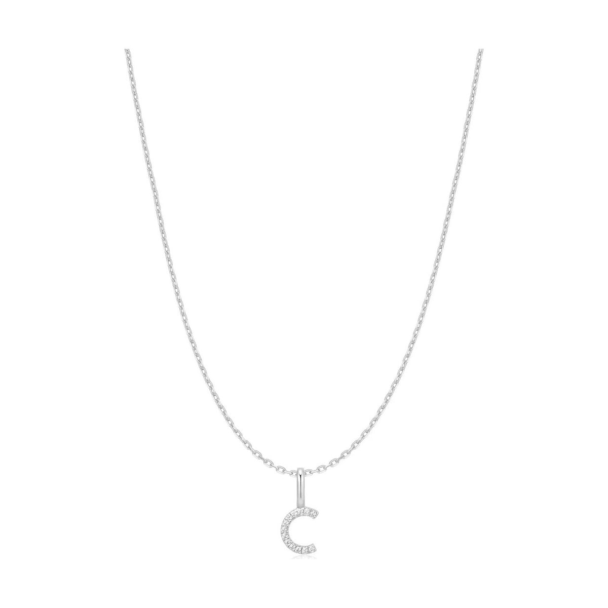 Silver Letter C Initial Necklace