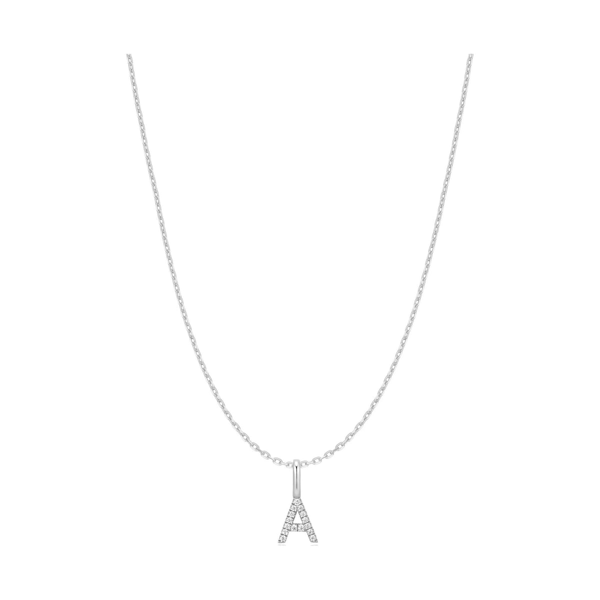 Silver Letter A Initial Necklace