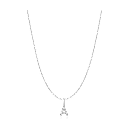 Silver Letter A Initial Necklace