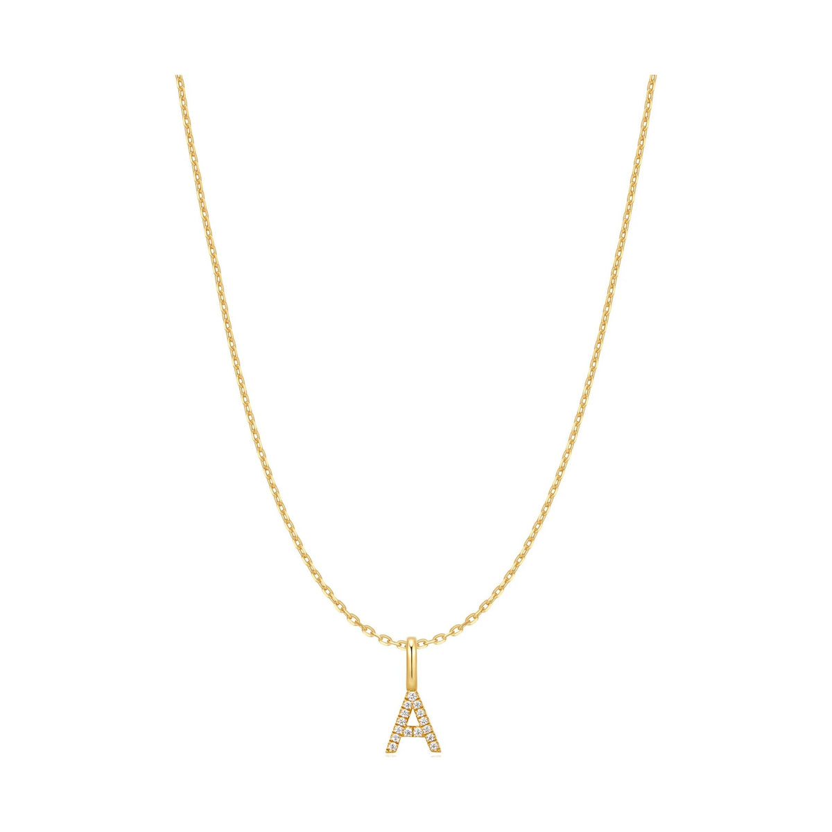 Gold Letter A Initial Necklace