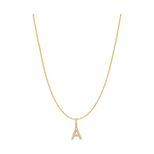 Gold Letter A Initial Necklace