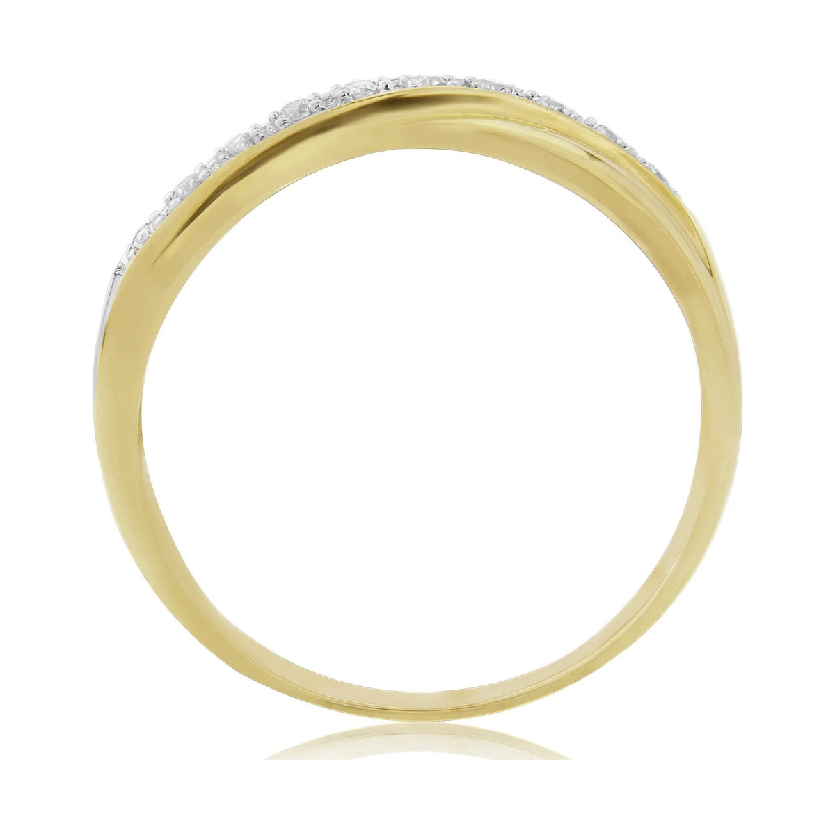9ct gold crossover diamond half eternity ring 0.09ct