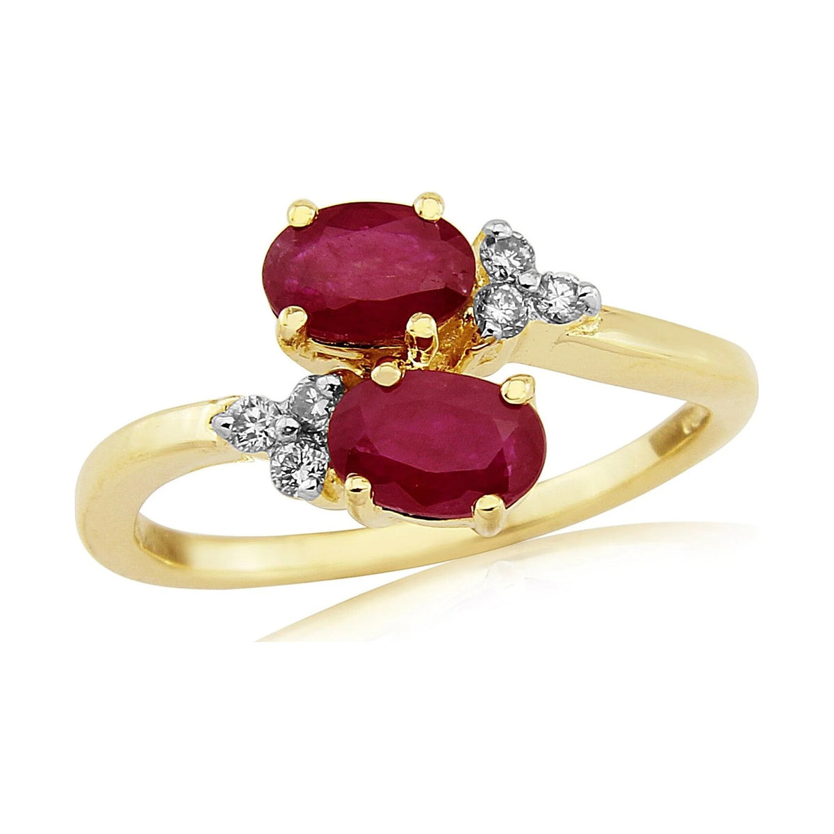 9ct 6x4mm oval rubies & diamond ring 0.10ct