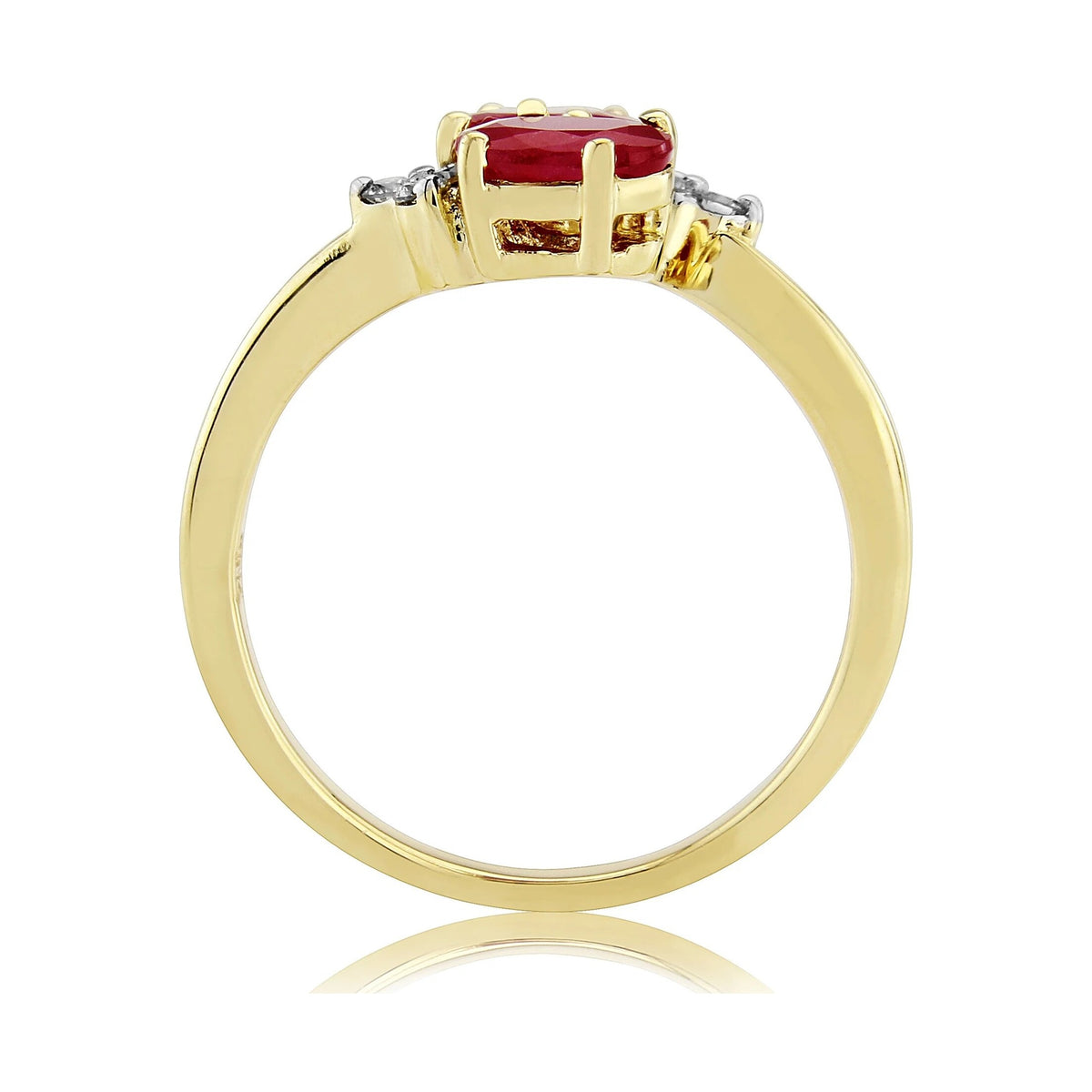 9ct 6x4mm oval rubies & diamond ring 0.10ct