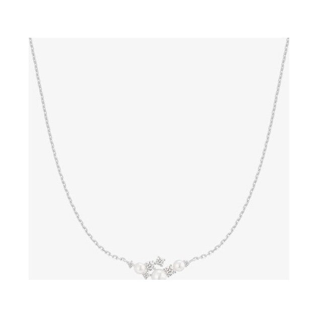 Silver Shell Pearl Cluster Necklace