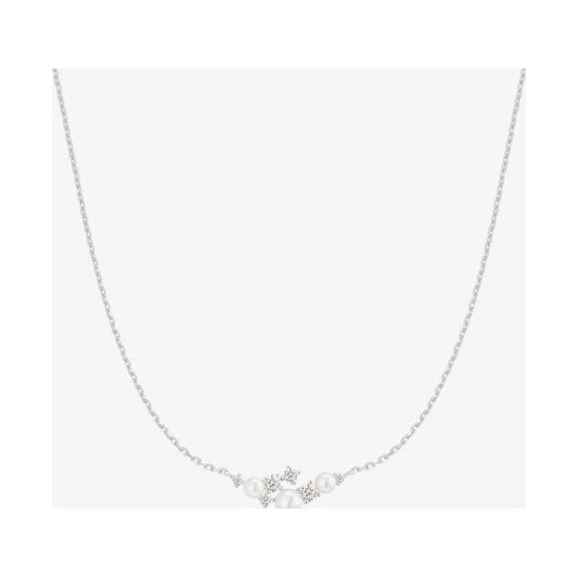 Silver Shell Pearl Cluster Necklace