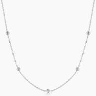 Silver Classic Bezel-Set Station Necklace