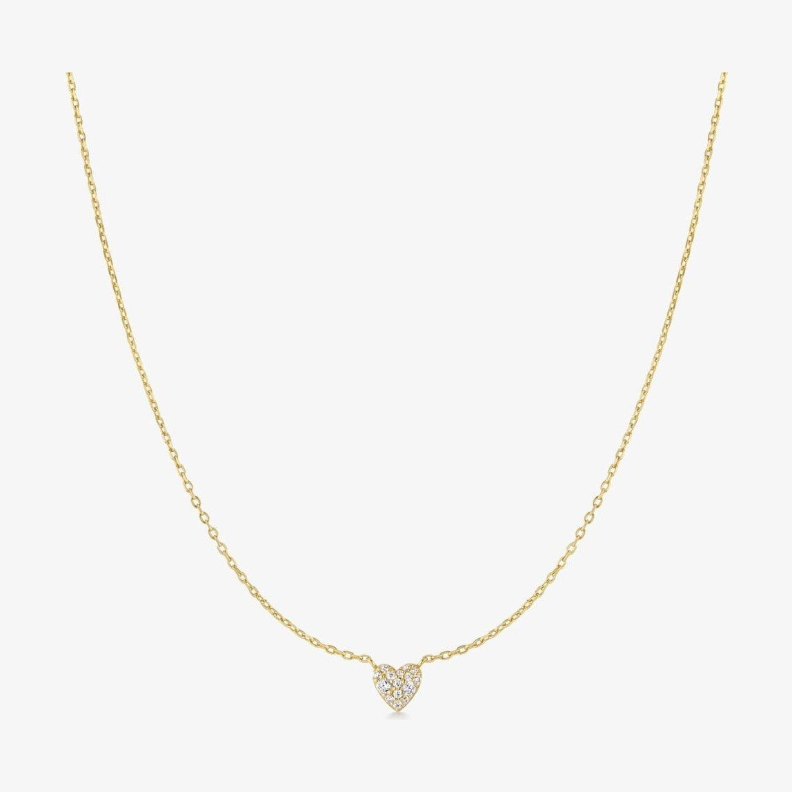 Starlit Drops 14ct Gold Plated Pave Heart Necklace N074-01G