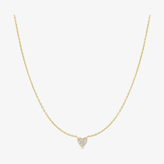 Starlit Drops 14ct Gold Plated Pave Heart Necklace N074-01G