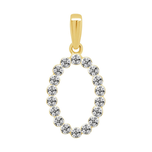 9ct gold diamond set oval pendant 0.11ct