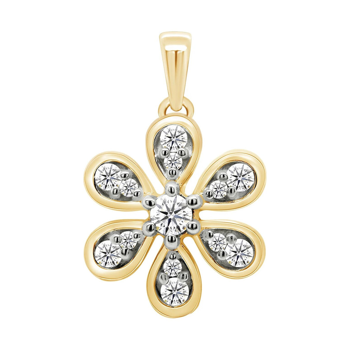 9ct gold diamond set petal shape pendant 0.17ct