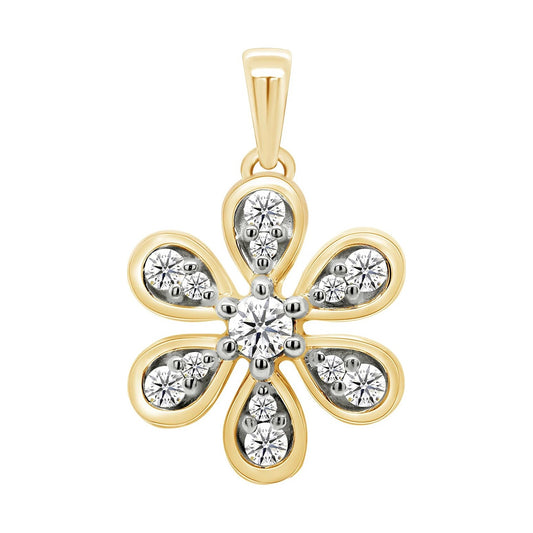 9ct gold diamond set petal shape pendant 0.17ct