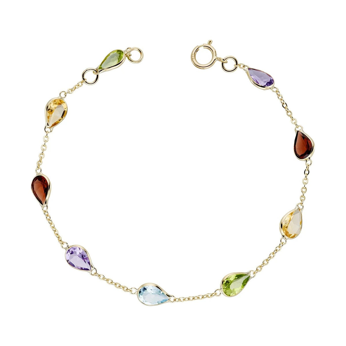 9ct gold multi-gem handmade bracelet
