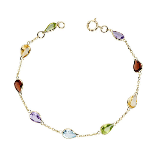 9ct gold multi-gem handmade bracelet