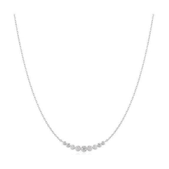 Silver Graduated Bezel-Set Necklace