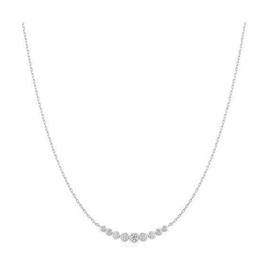 Silver Graduated Bezel-Set Necklace