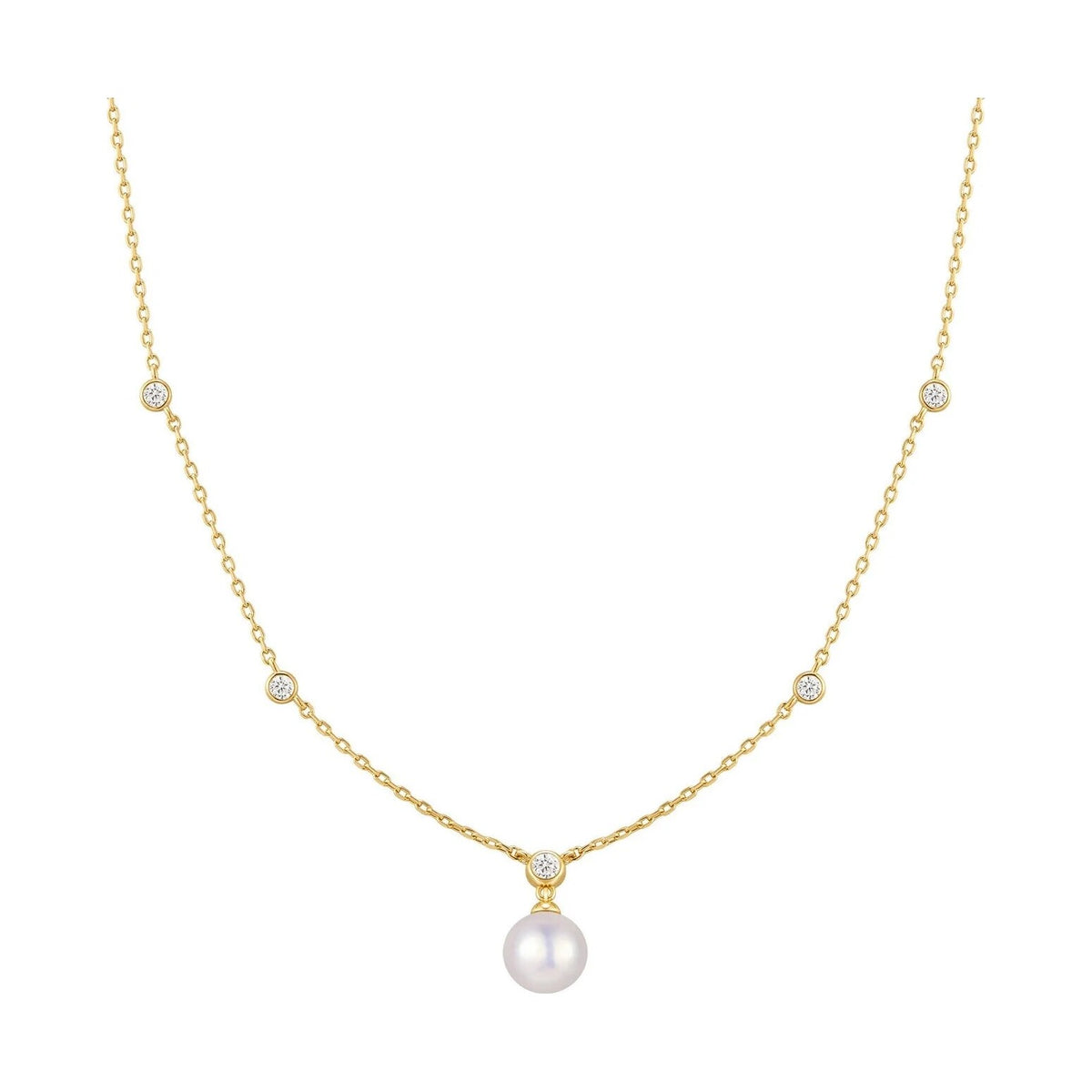 Ania Haie Gold Bezel-Set Station Necklace With Shell Pearl Pendant N075-09G