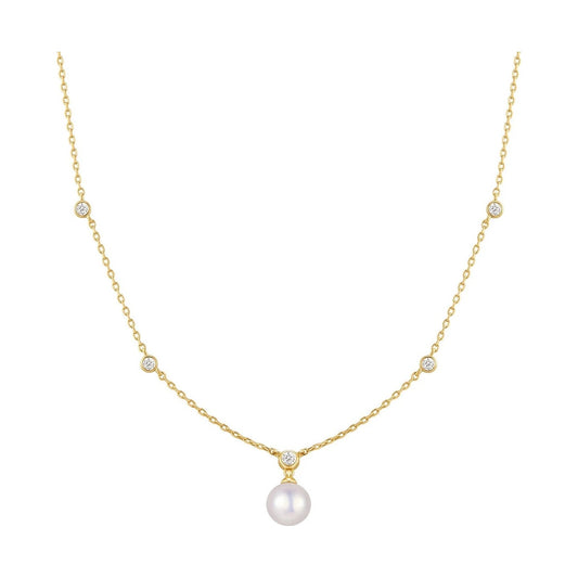 Ania Haie Gold Bezel-Set Station Necklace With Shell Pearl Pendant N075-09G